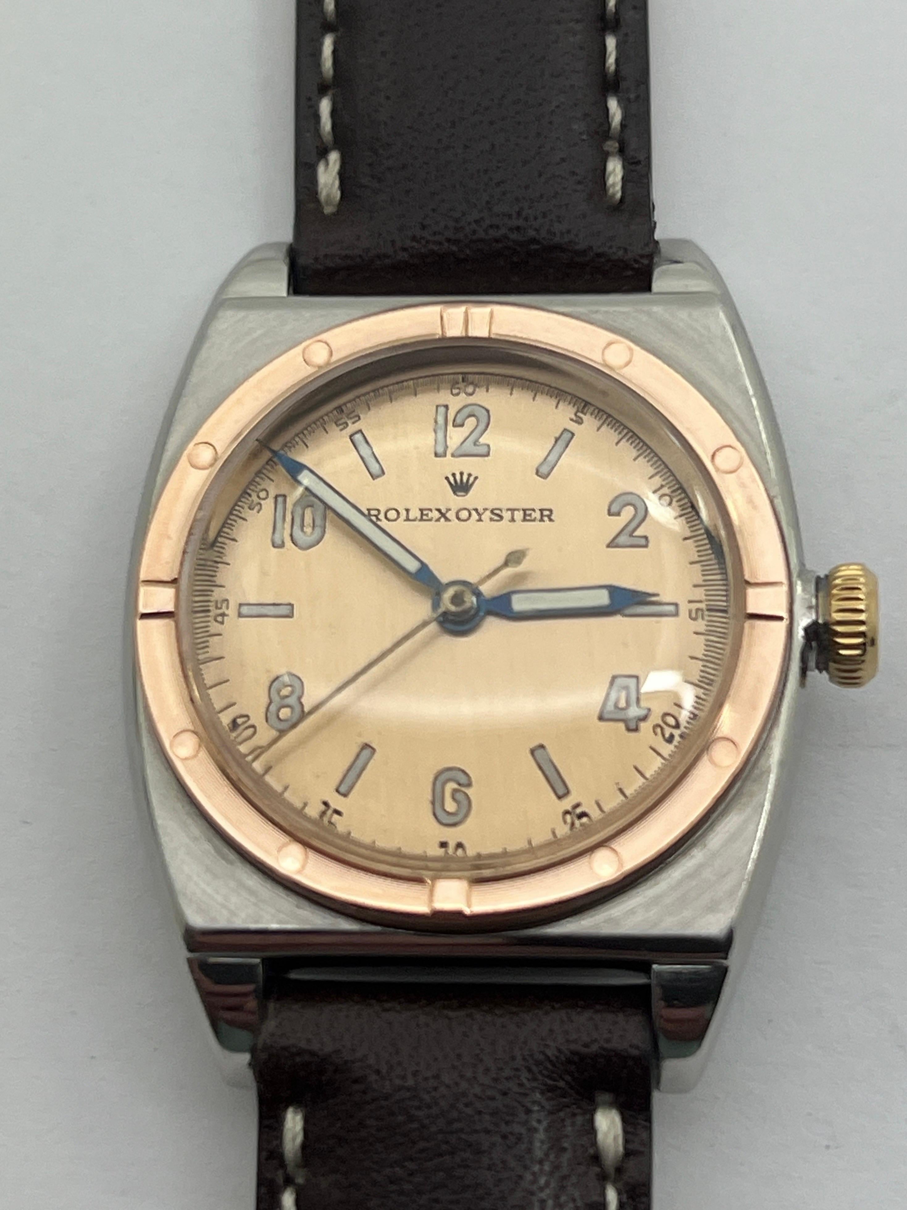 Post-War 1947 Rolex Stainless Steel and Rose Gold, Restored For Sale