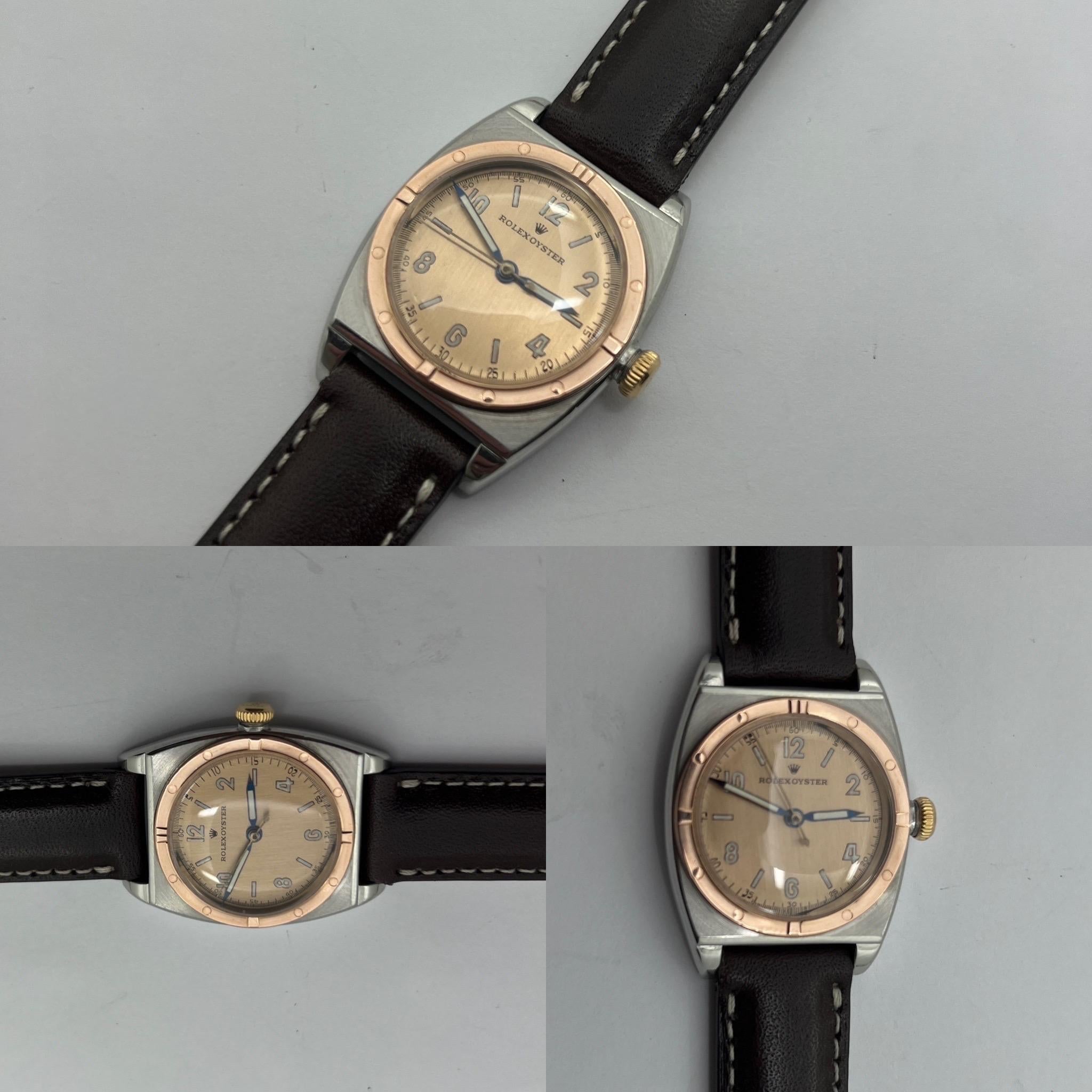 1947 Rolex Stainless Steel and Rose Gold, Restored In Excellent Condition For Sale In Raleigh, NC