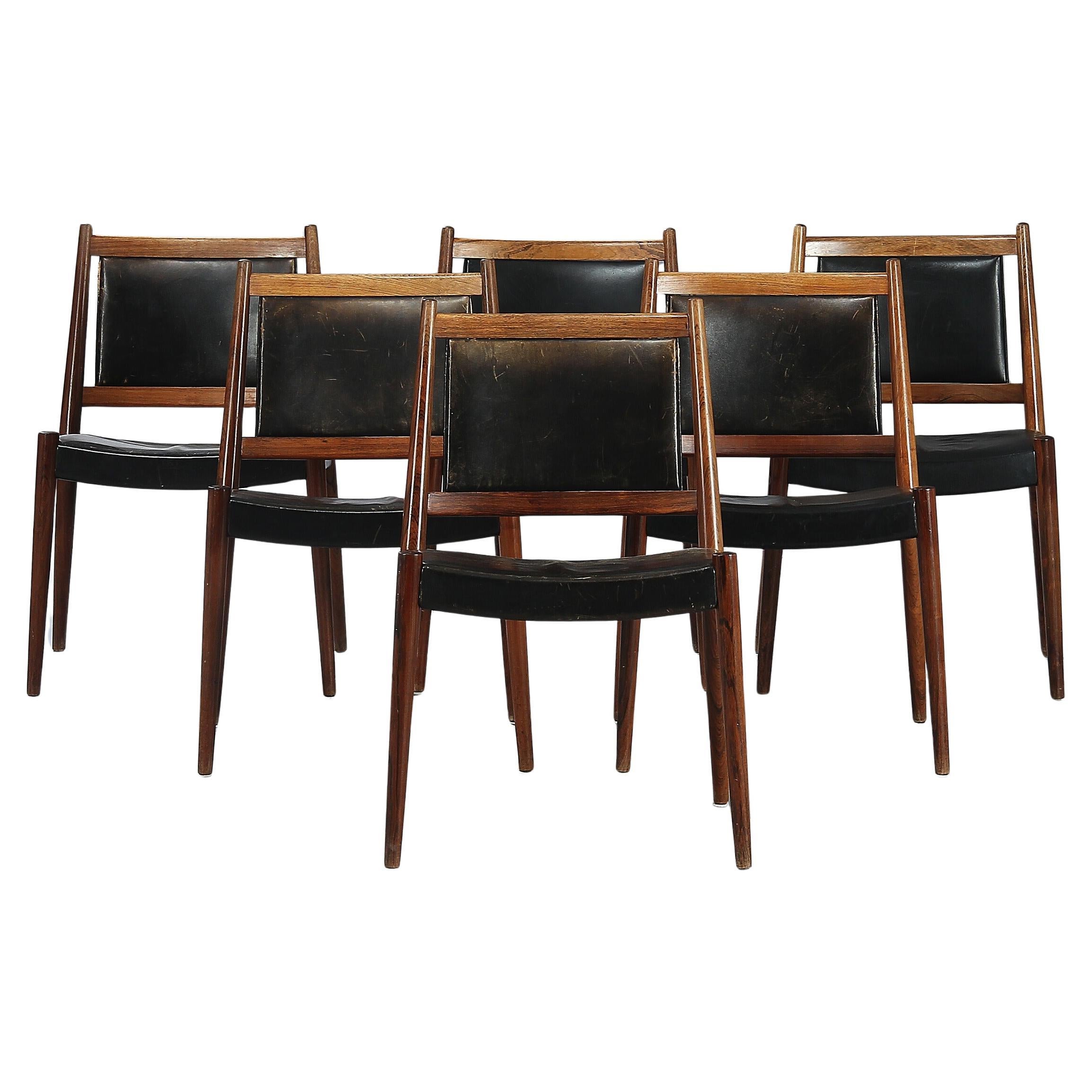 1947 Steffen Syrach-Larsen, 16 Solid Wood Chairs, Patinated Leather Upholstery