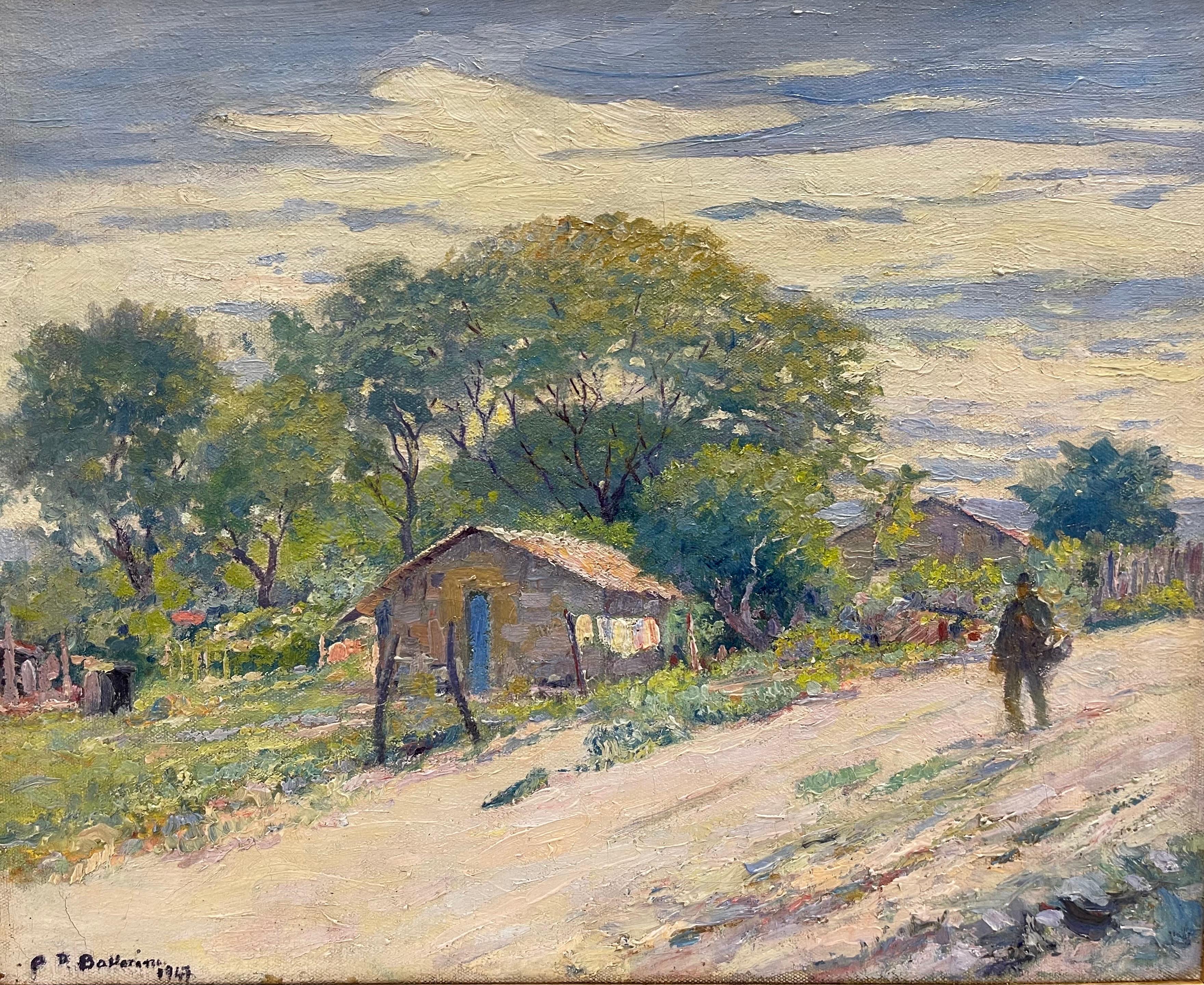 Mid-20th Century 1947 Una Mañana En Enero by Antonio Ballerini Framed Painting For Sale