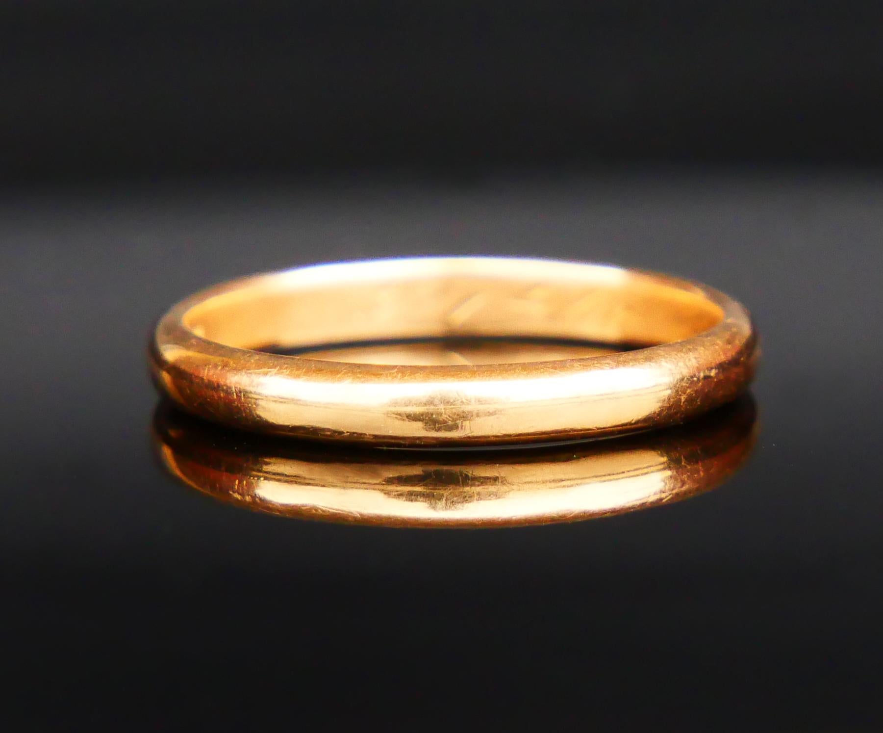 Retro 1947 Wedding Ring solid 18K Yellow Gold Ø 10 US / 3.8 gr For Sale