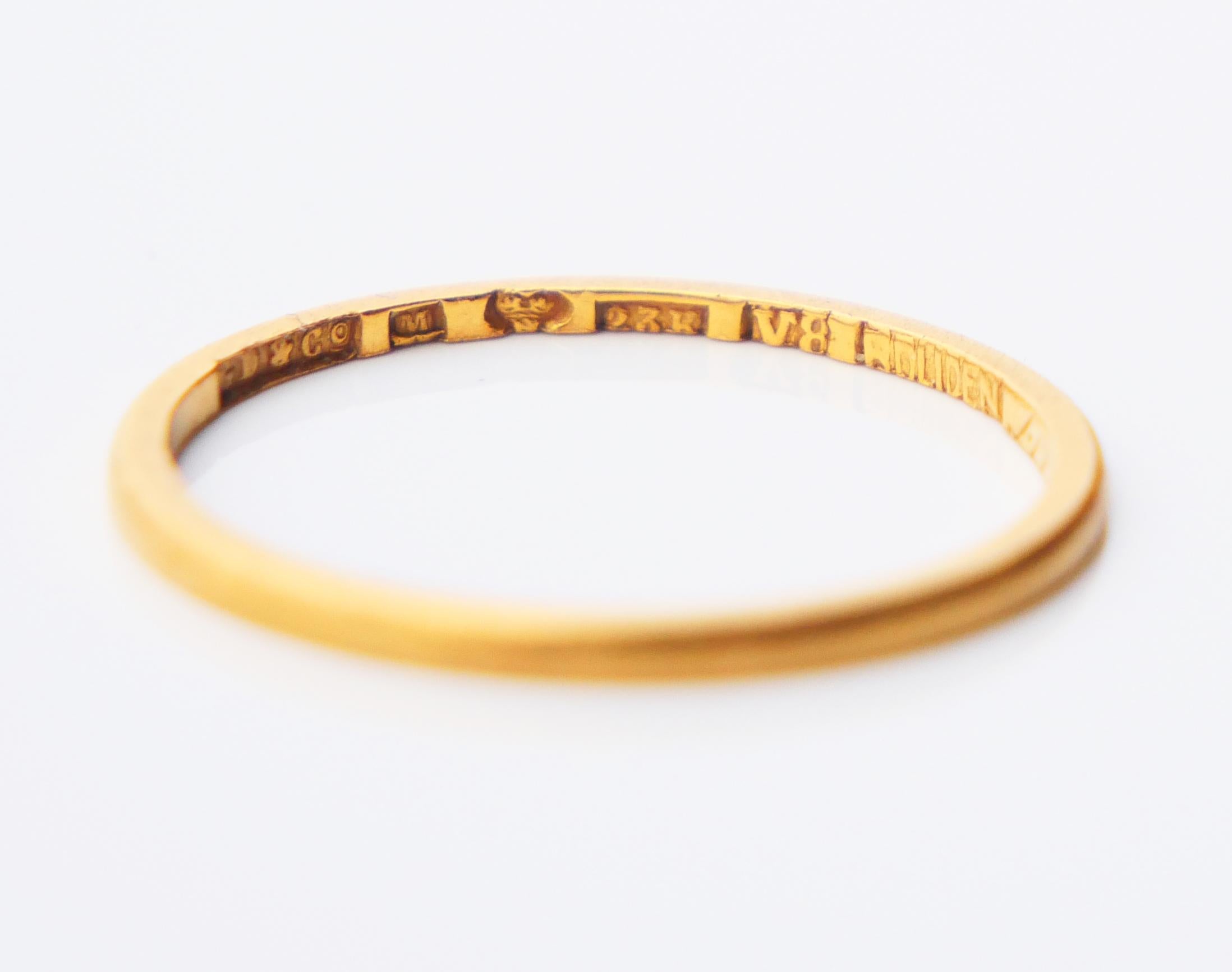 Women's 1947 Wedding Ring solid 23K Gold Ø US6.25 / 1.26 gr For Sale