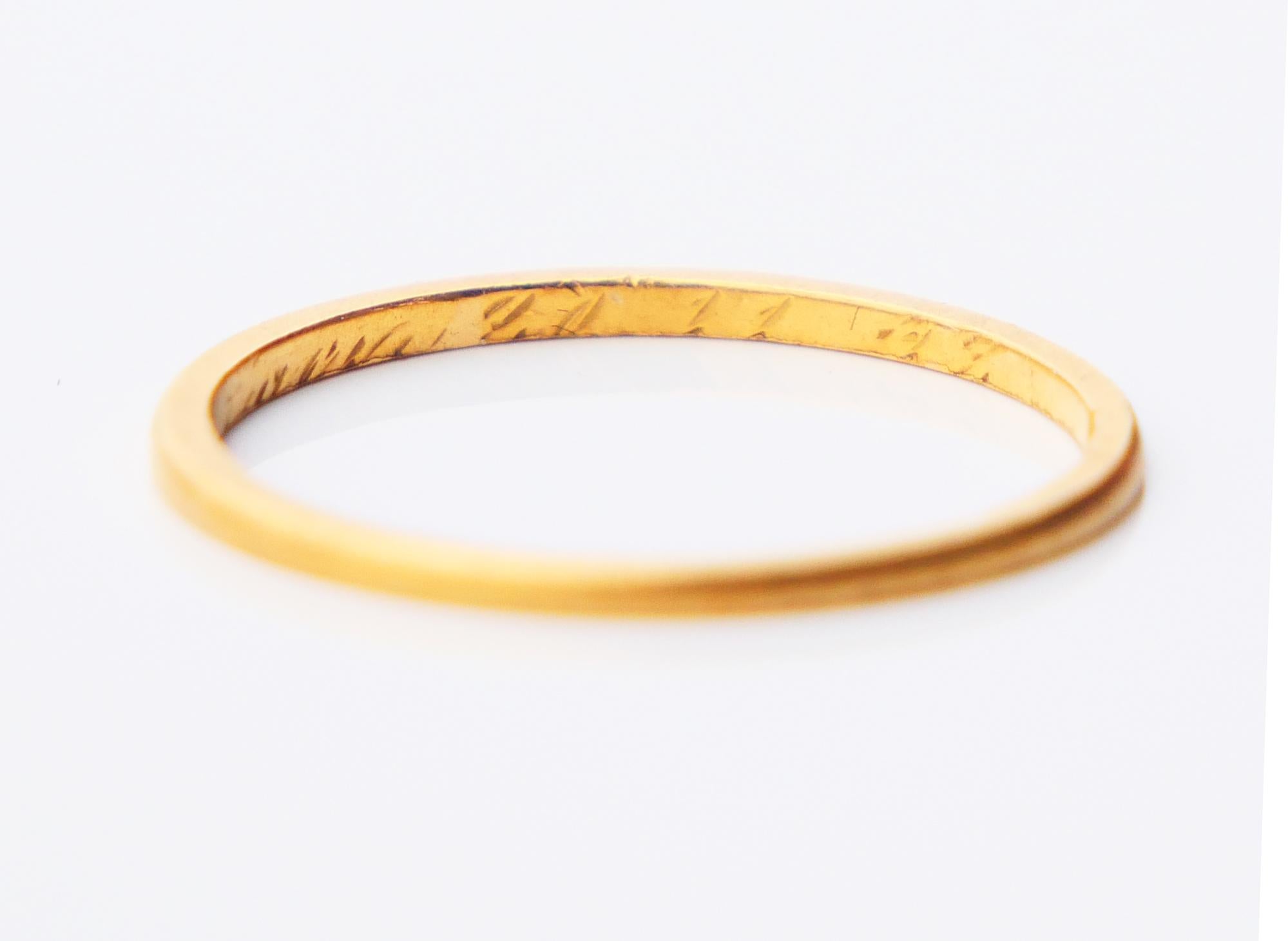 1947 Wedding Ring solid 23K Gold Ø US6.25 / 1.26 gr For Sale 1
