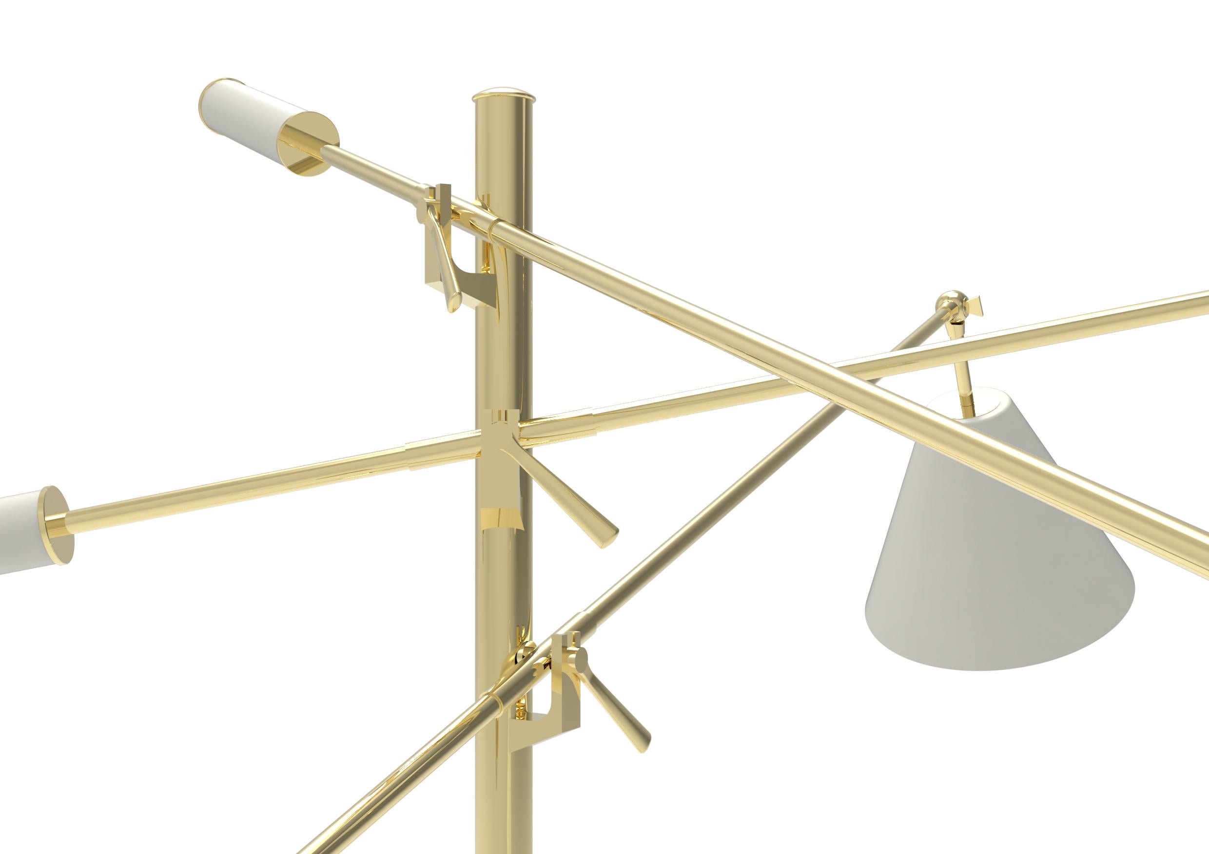 Icon of Arredoluce, symbol of an era and source of inspiration for many objects to follow over time, Triennale is perhaps the best known project by Angelo Lellii. Presented at the VII Milan Triennale in 1947, it is a floor lamp with a brass linear