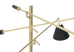 Lampada da terra Triennale del XXI secolo, ottone e nero, Angelo Lelii, 2019, Italia