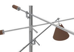 Lámpara de pie Triennale del siglo XXI, cromo y marrón, Angelo Lelii, 2019, Italia