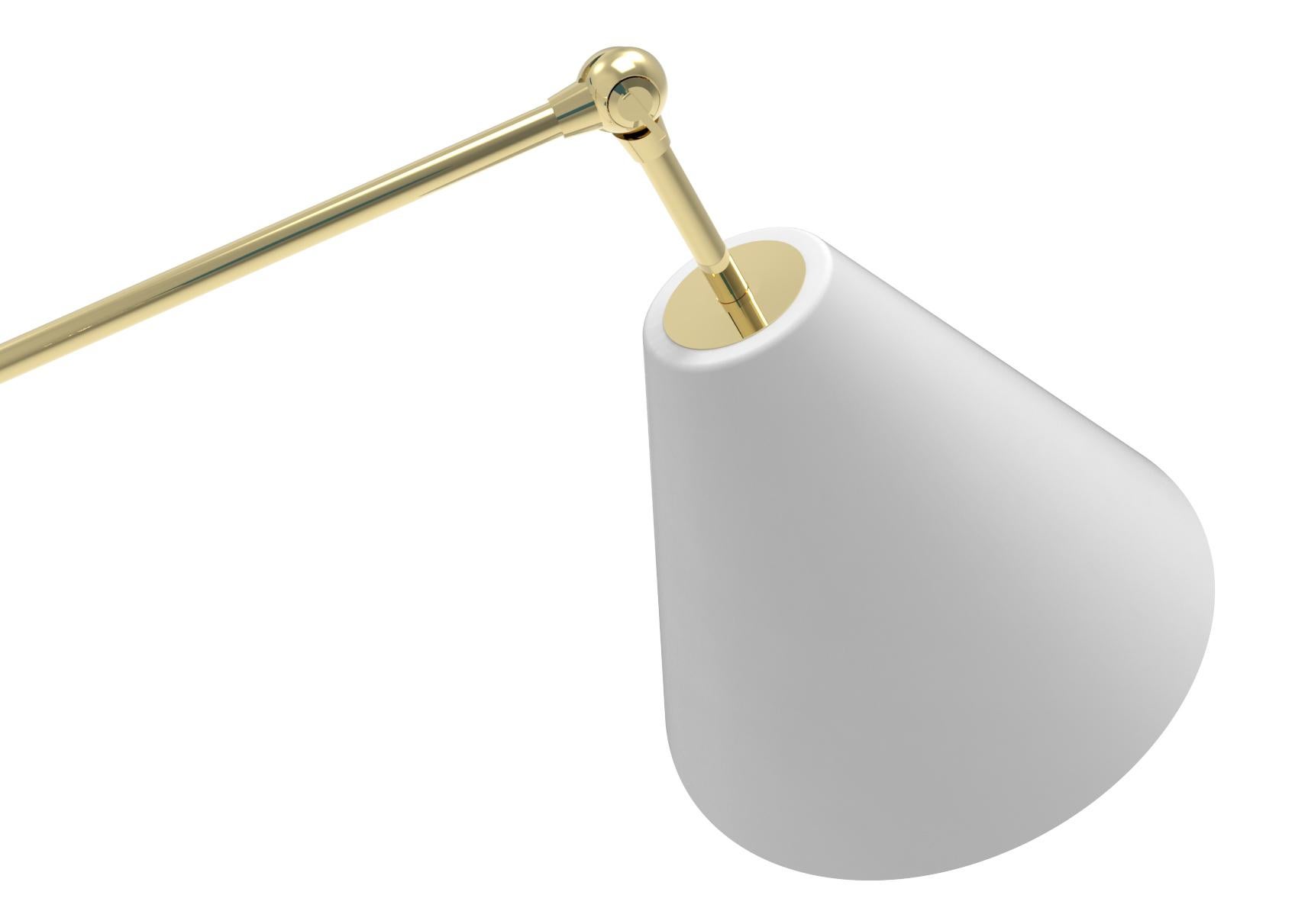 Mid-Century Modern 21st Century Triennale Floor Lamp, brass & white, Angelo Lelii, 2019, Italy For Sale
