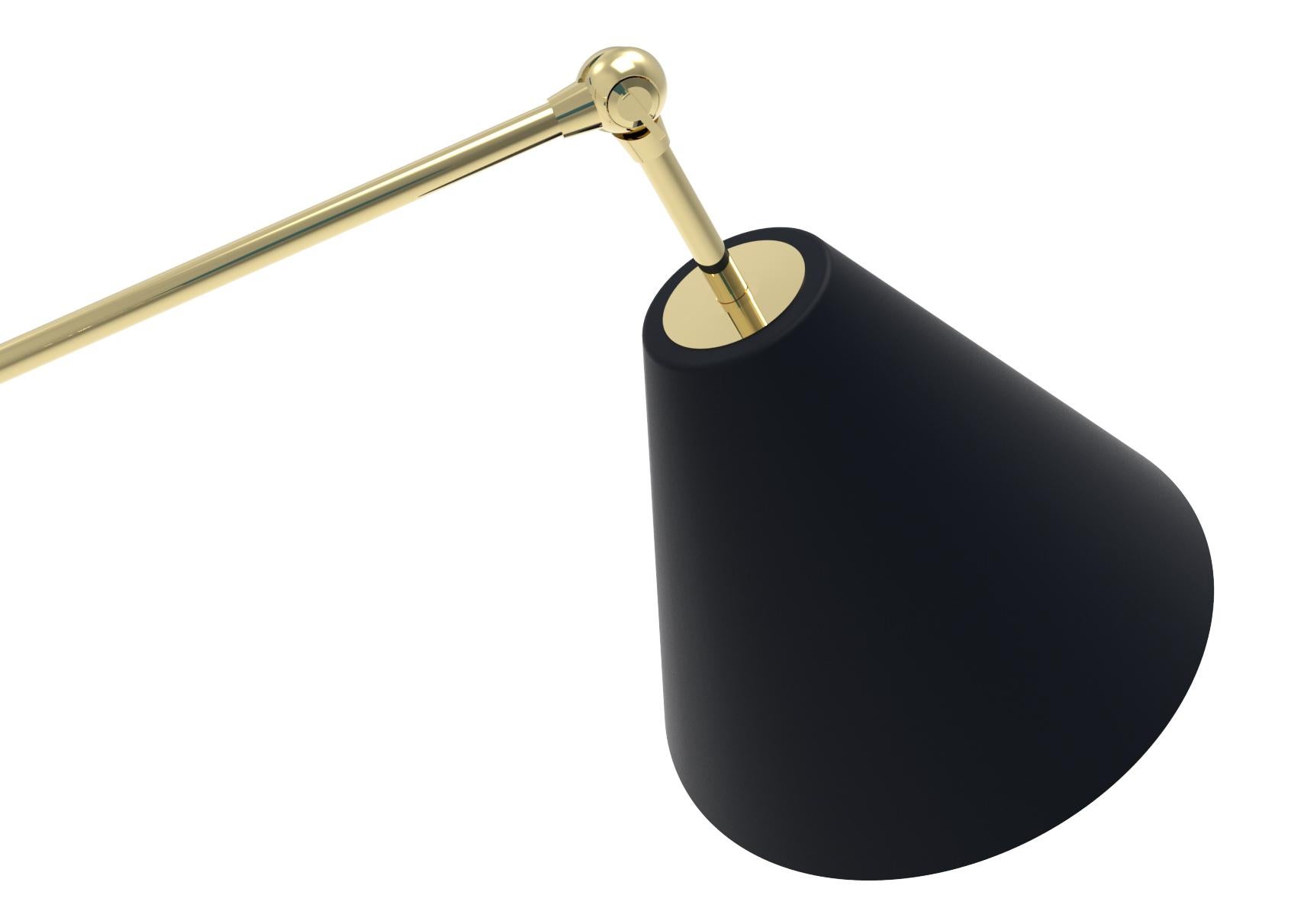 Mid-Century Modern 21st Century Triennale Floor Lamp, brass & black, Angelo Lelii, 2019, Italy For Sale