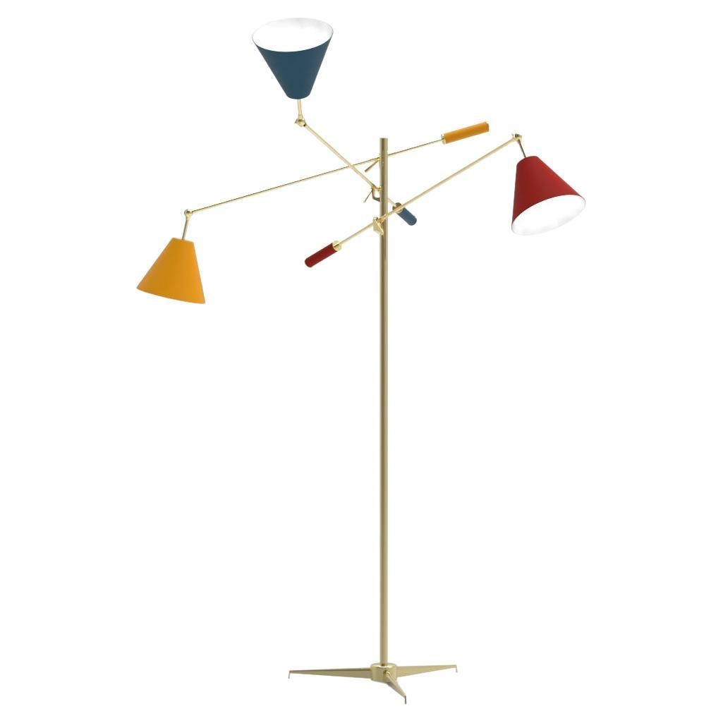 21st Century Triennale Floor Lamp brass&blue-red-yellow Angelo Lelii 2019 Italy For Sale