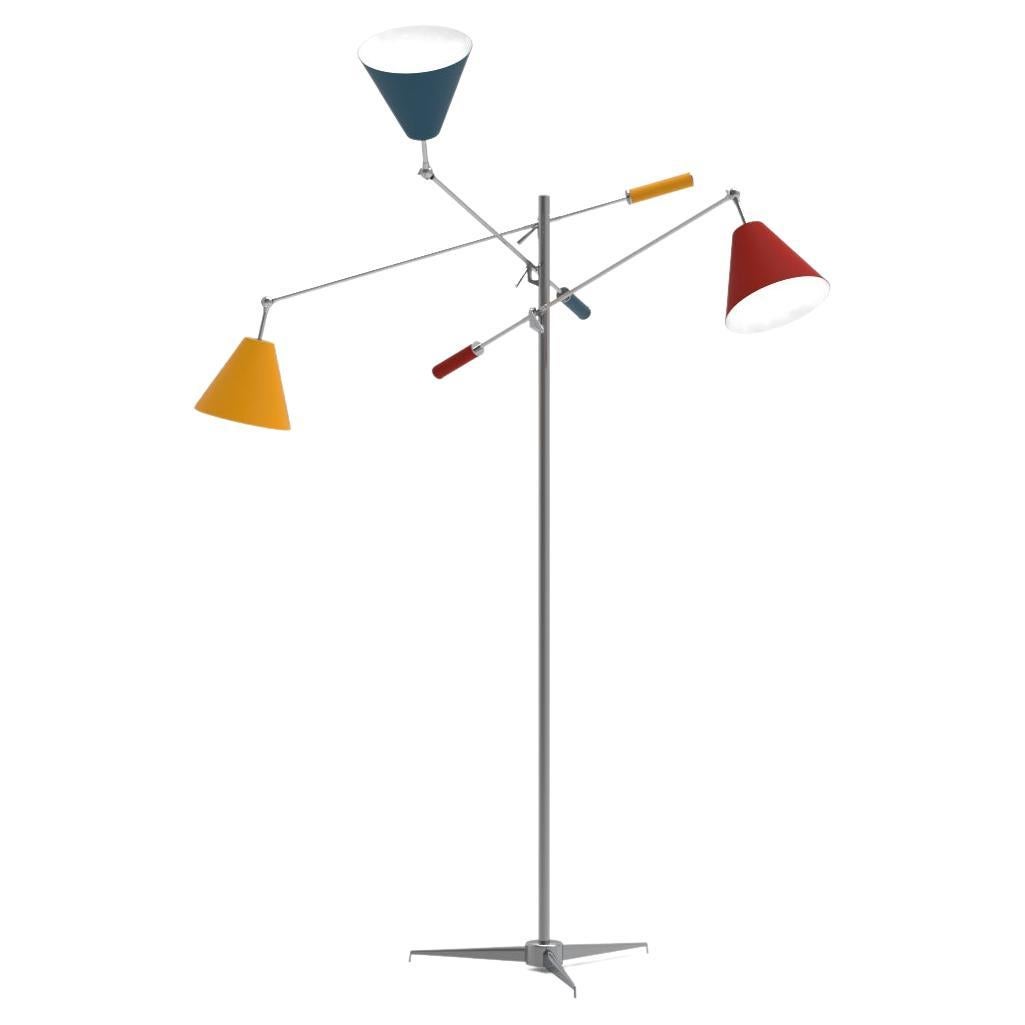 21st Century Triennale Floor Lamp chrome&blue-red-yellow Angelo Lelii 2019 Italy For Sale