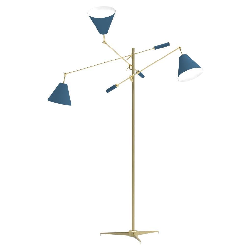 21st Century Triennale Floor Lamp, brass&light blue, Angelo Lelii, 2019, Italy For Sale