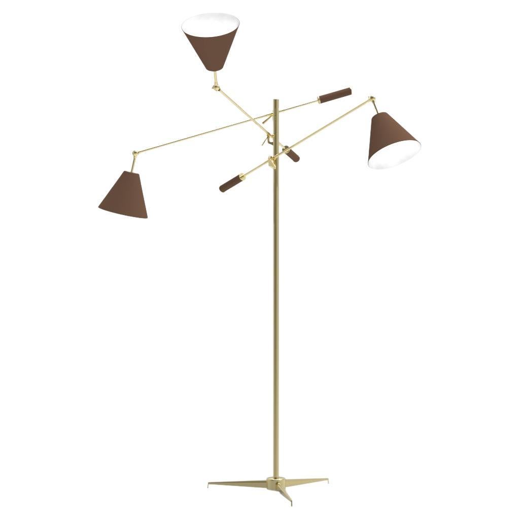 21st Century Triennale Floor Lamp, brass & brown, Angelo Lelii, 2019, Italy For Sale