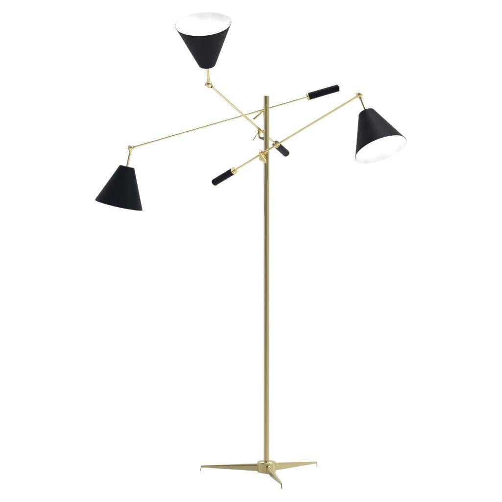 21st Century Triennale Floor Lamp, brass & black, Angelo Lelii, 2019, Italy For Sale