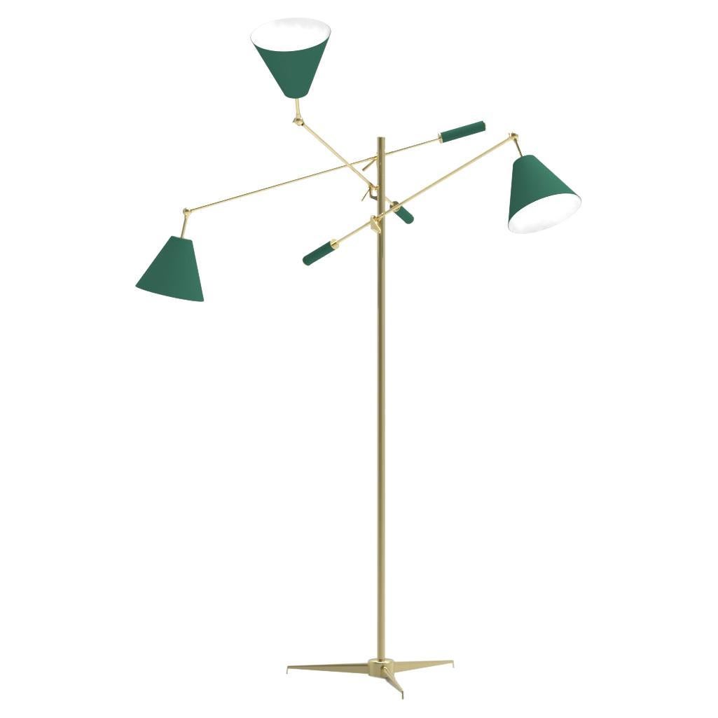 21st Century Triennale Floor Lamp, brass & green, Angelo Lelii, 2019, Italy For Sale