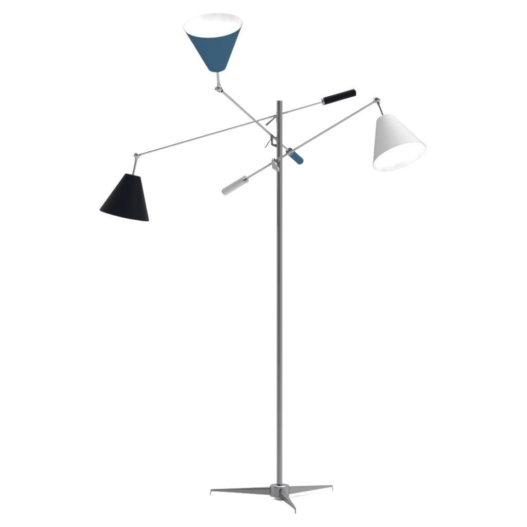 Lampadaire Triennale du 21e siècle, chrome&bleu-noir-blanc, Lelii, 2019, Italie