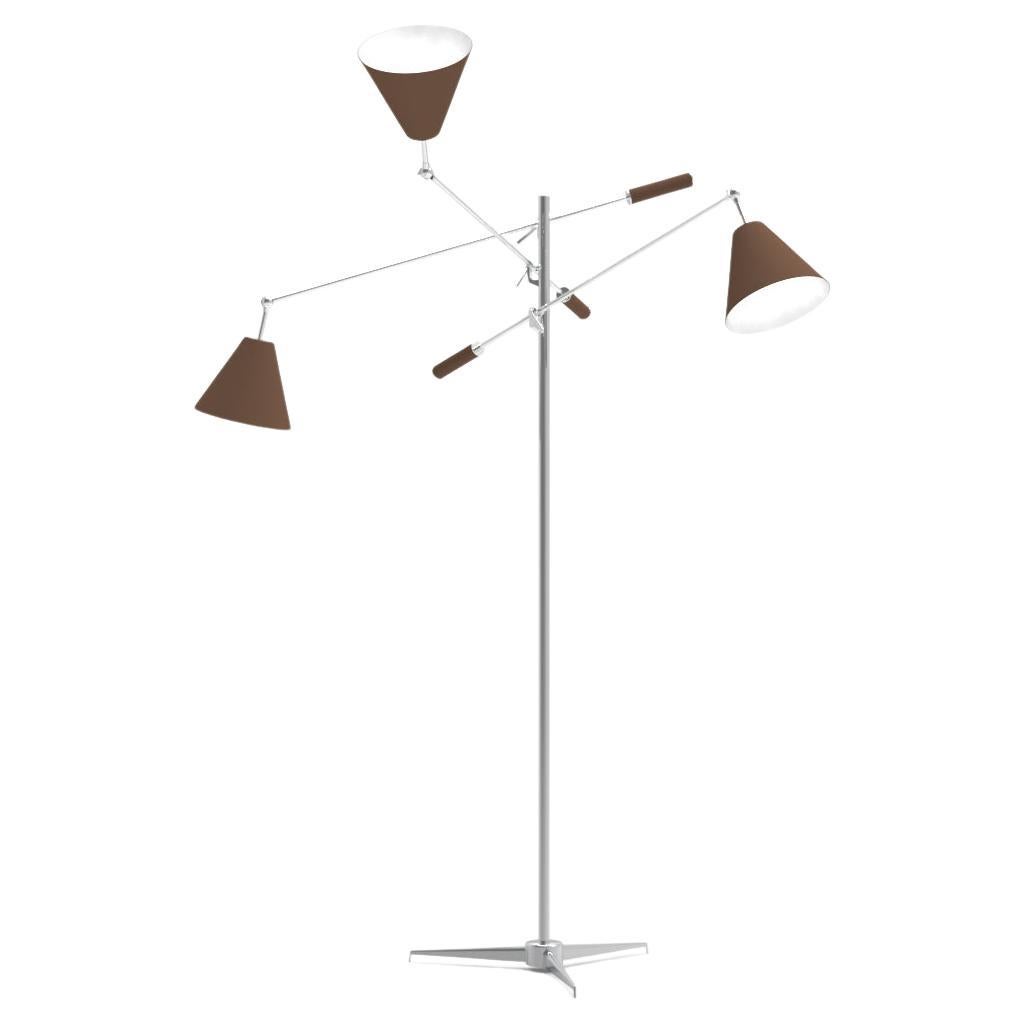 21st Century Triennale Floor Lamp, chrome & brown, Angelo Lelii, 2019, Italy For Sale