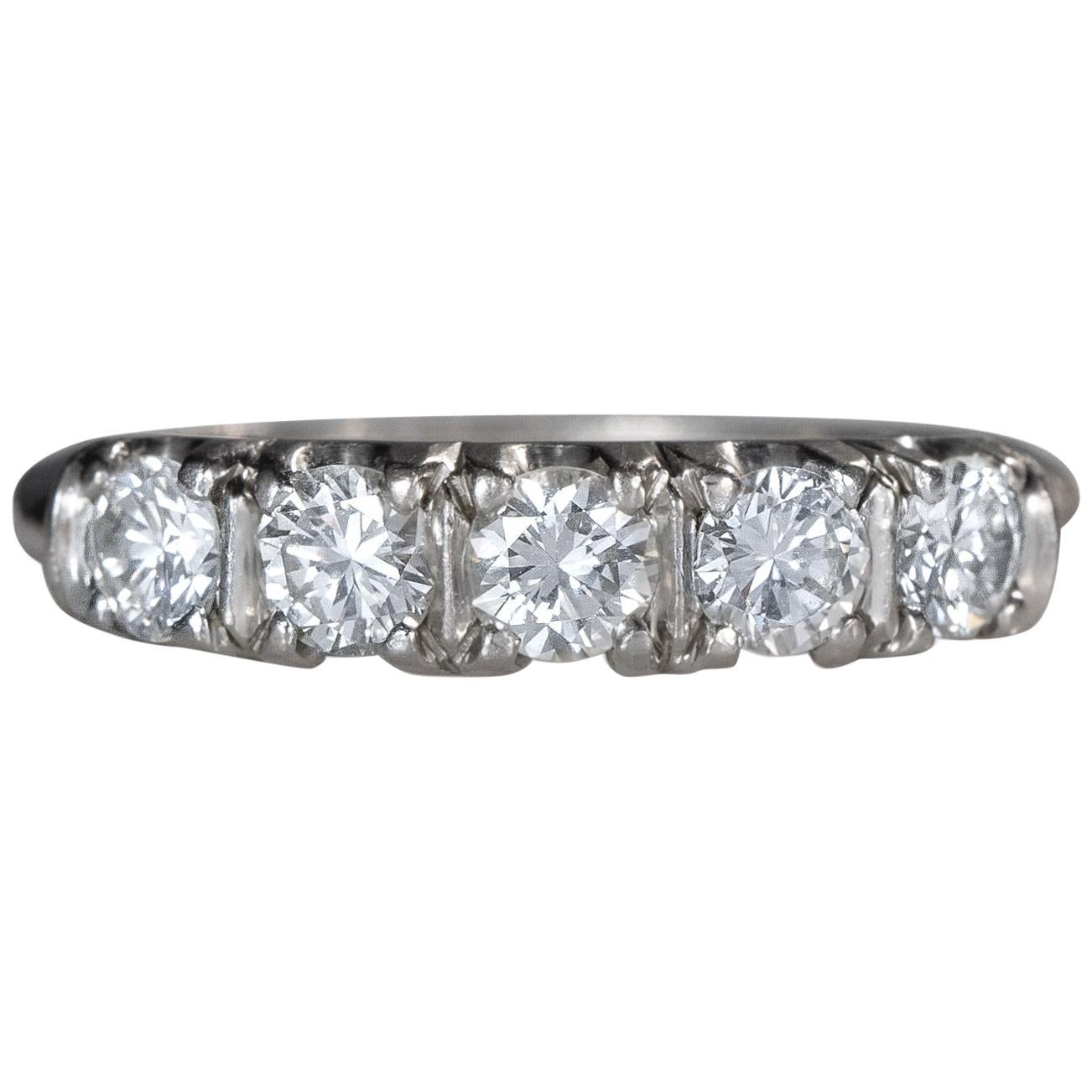 1948 1 Carat 5-Stone Diamond Platinum Band Ring