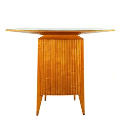 Mid-Century Modern Dry Bar-Counter in Solid Sycamore and Grissini Pattern- Italy