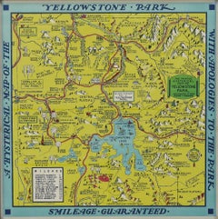 1948 "A Hysterical Map of Yellowstone National Park" by Jolly Lindgren, 2nd Ed.
