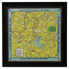 Vintage 1948 "A Hysterical Map of Yellowstone National Park" by Jolly Lindgren, 2nd Ed.