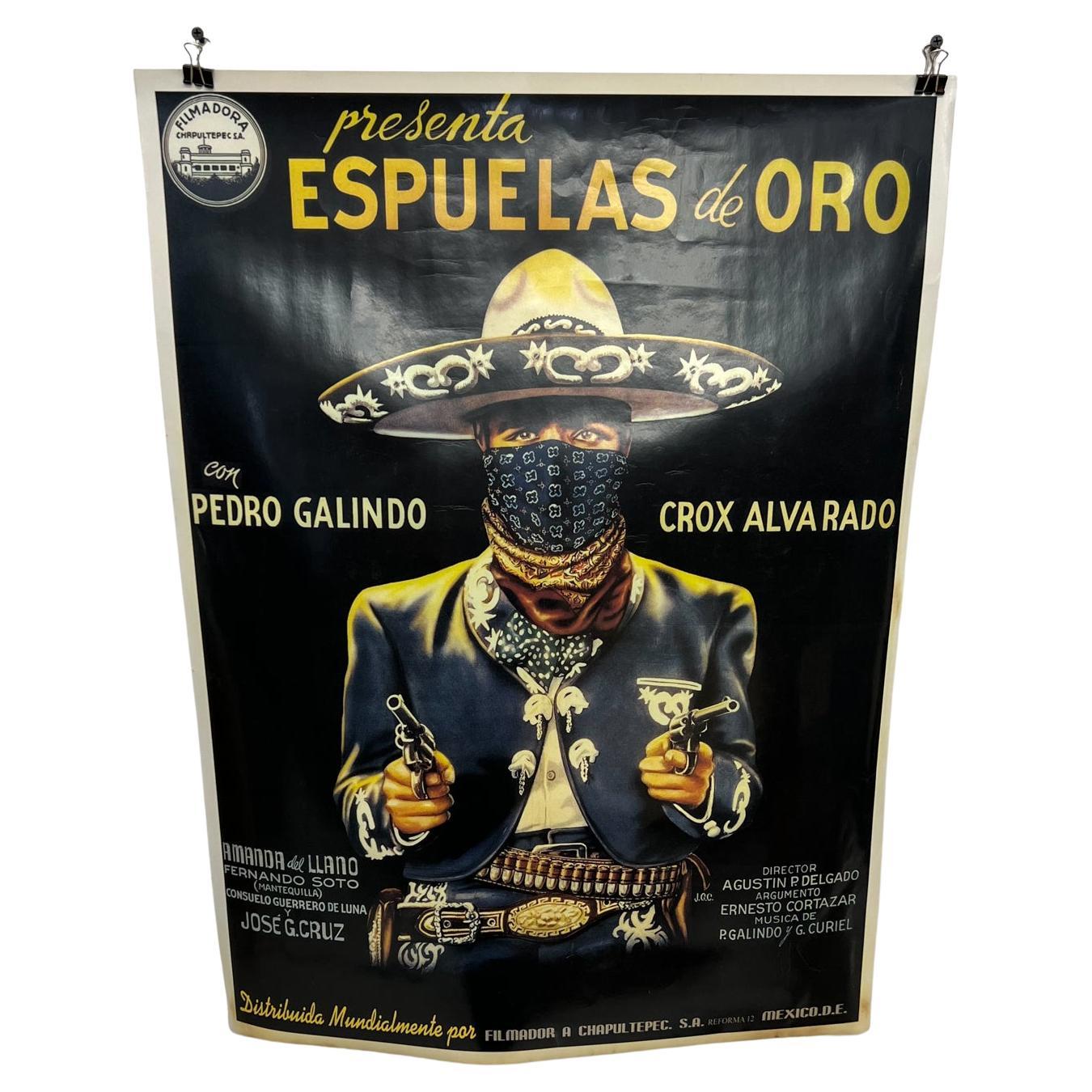 1948 Espuelas De Oro Old Western Mexican Film Poster Pedro Galindo