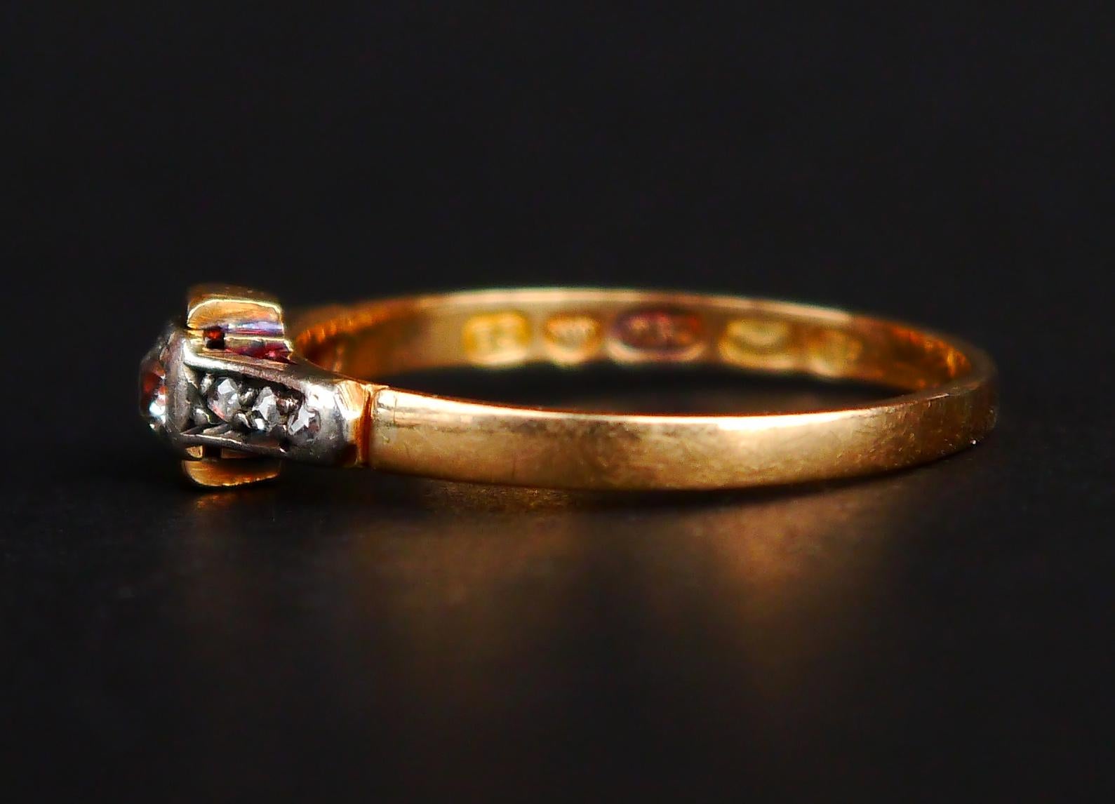 1948 Finish Ring Daimonds solid 18K Gold Silver Ø6.75 US/ 1.7gr For Sale 4