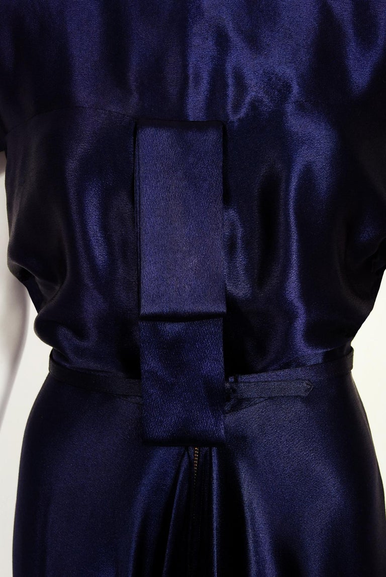 1948 Herbert Sondheim Documented Midnight-Blue Silk Satin Draped Sleeve ...