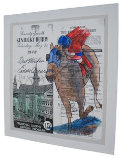 1948 Kentucky Derby Horse Racing Program Watercolor Patrish Citation Arcaro