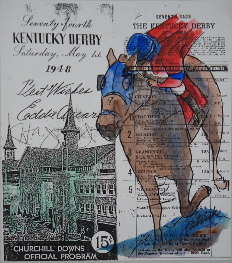 1948 Kentucky Derby Horse Racing Program Watercolor Patrish Citation