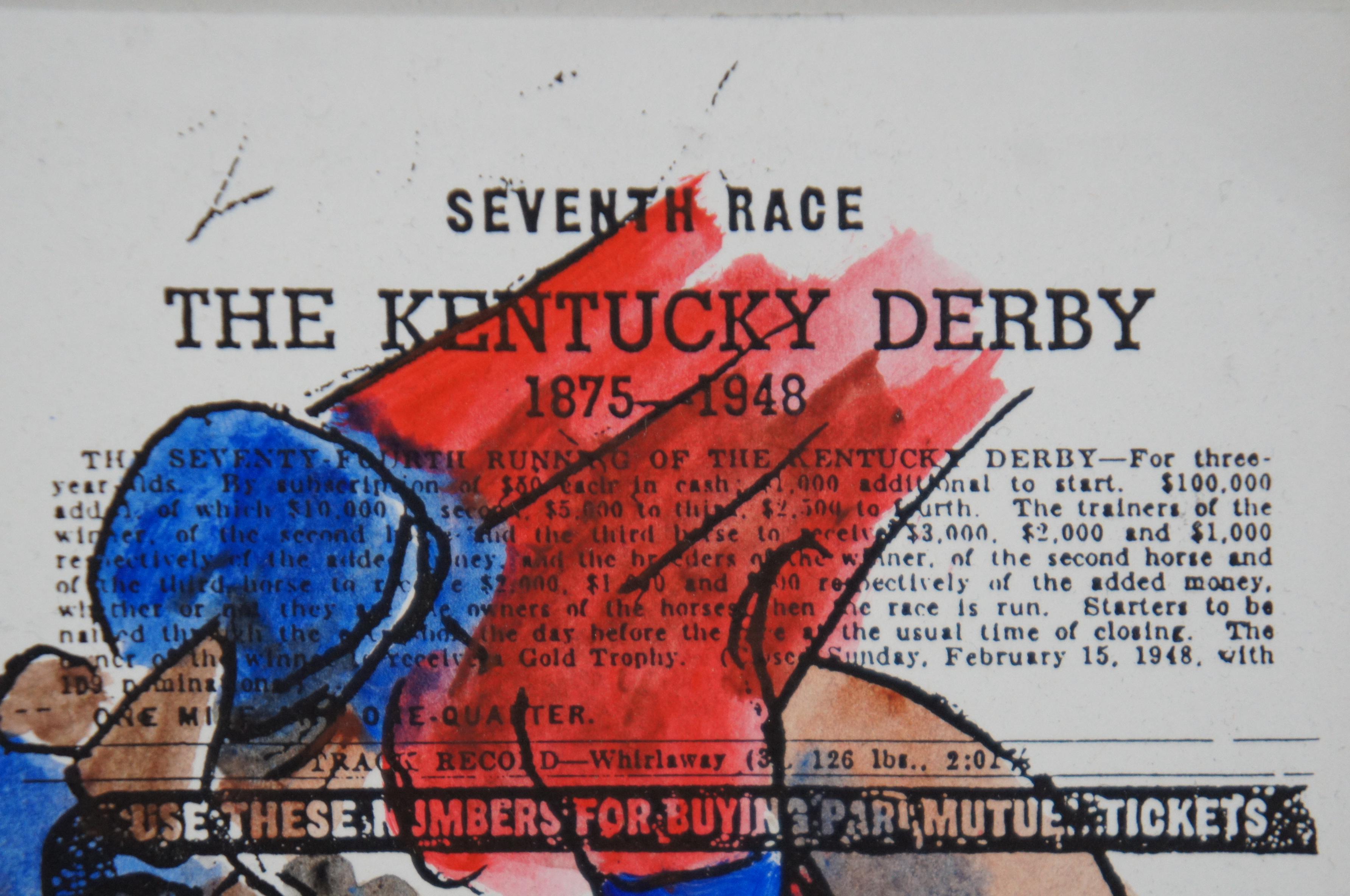 1948 Kentucky Derby Horse Racing Program Watercolor Patrish Citation