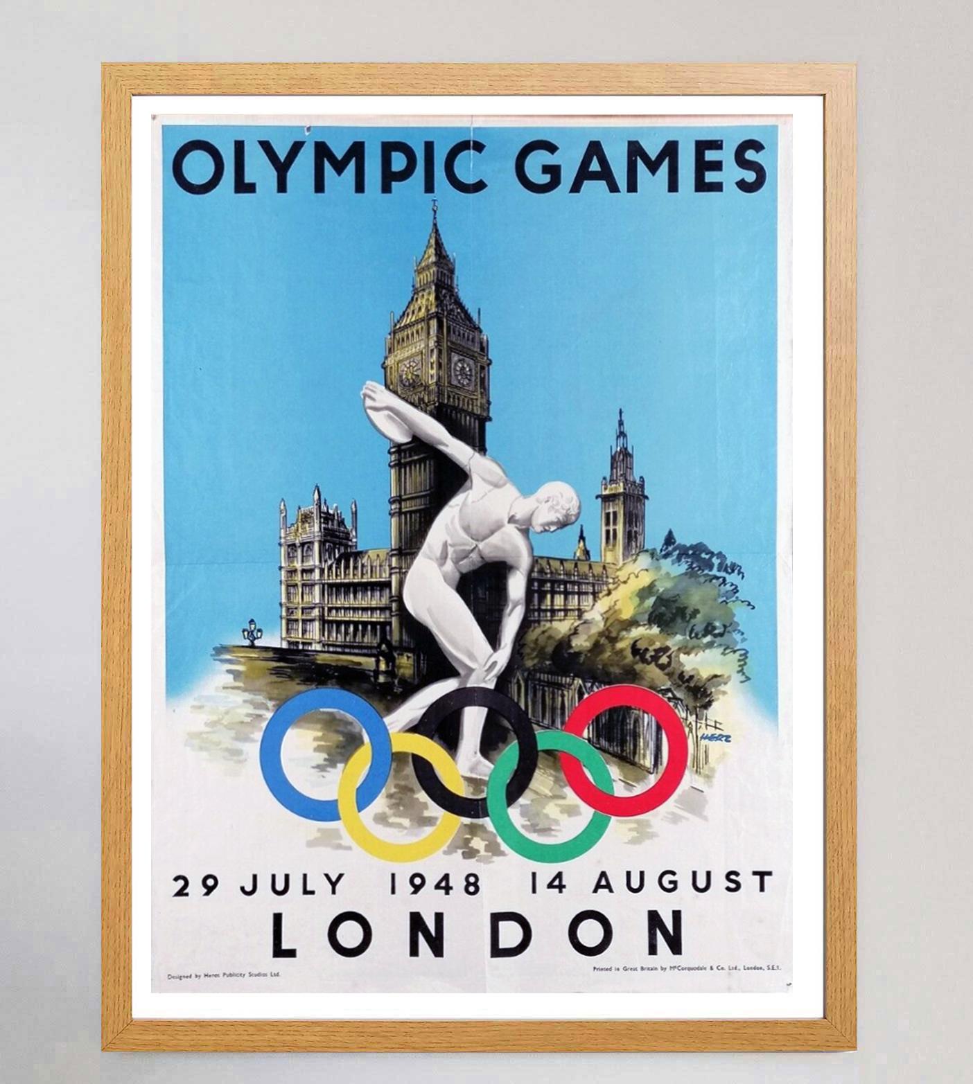 Anglais Affiche vintage originale des Jeux olympiques de Londres de 1948 - Walter Herz en vente