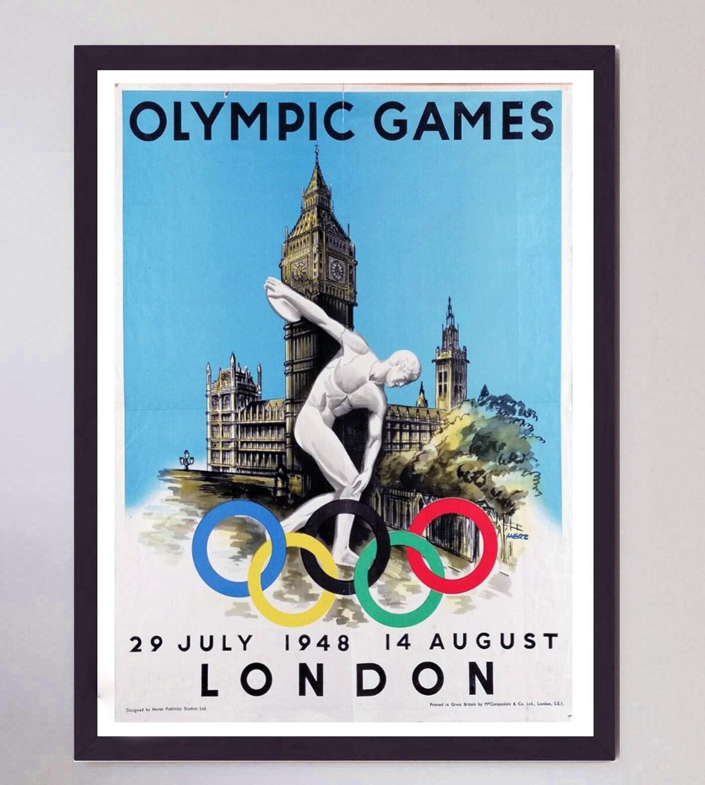 Milieu du XXe siècle Affiche vintage originale des Jeux olympiques de Londres de 1948 - Walter Herz en vente