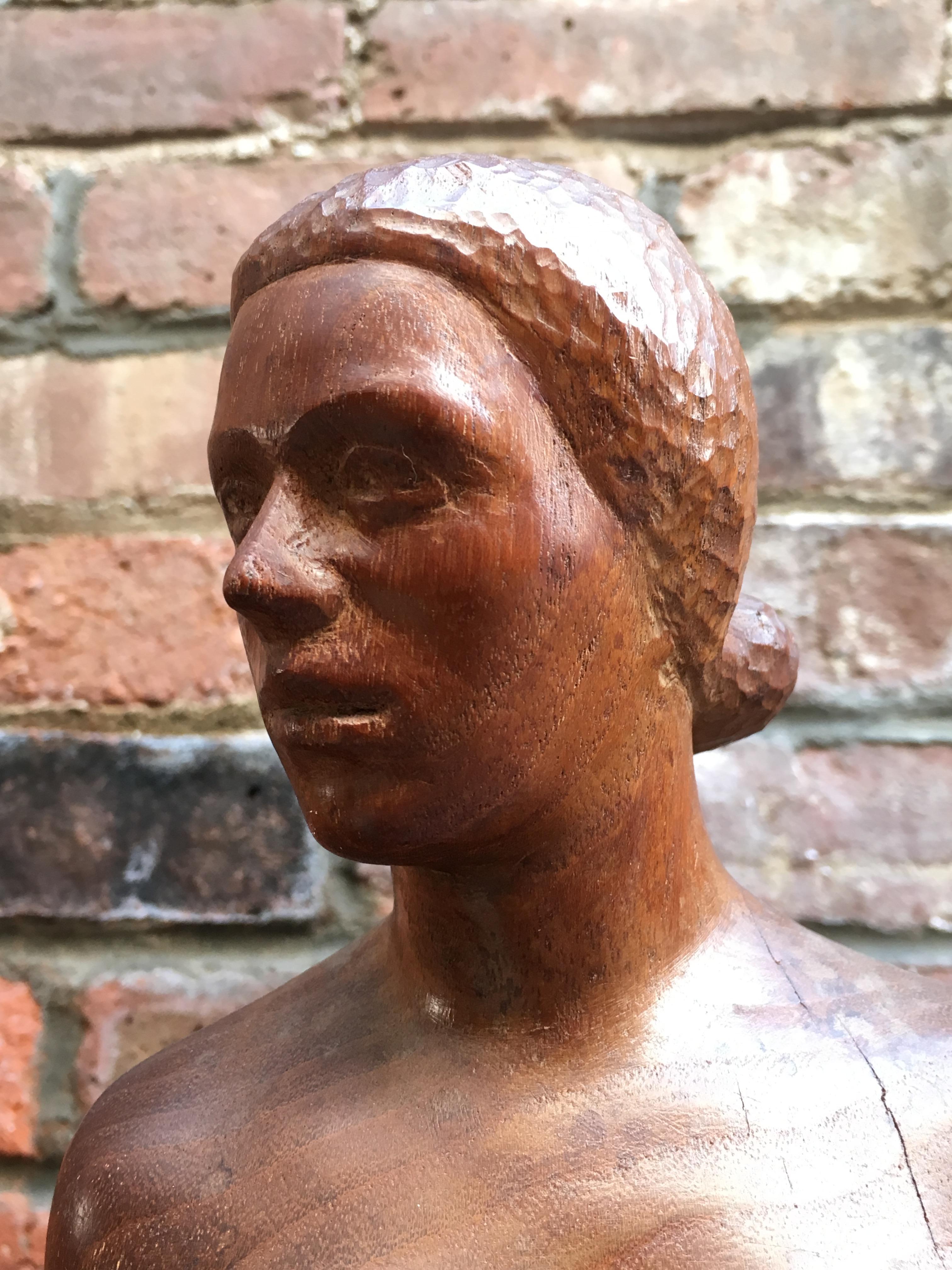 1948 New York School Wood Carved Female Nude Sculpture 1