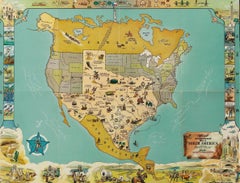 1948 Official "Texas Brags" Vintage Map of North America