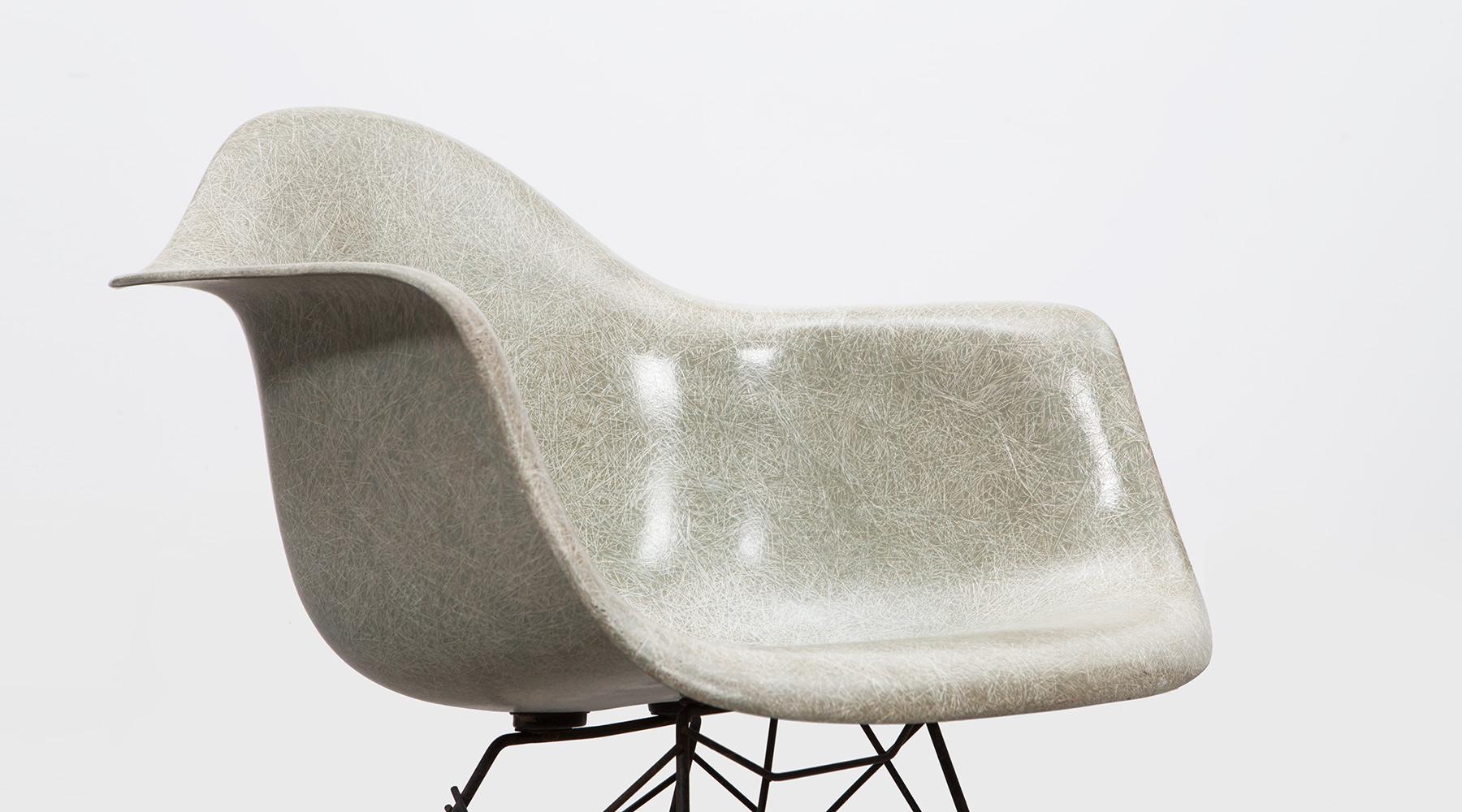 Metal 1948 Parchment Color Fiberglass Shell RAR Rocking Chair by Charles & Ray Eames