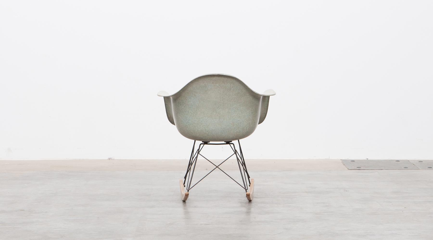 Mid-20th Century 1948 Parchment Color Fiberglass Shell RAR Rocking Chair by Charles & Ray Eames