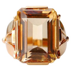 1948 Antique Ring solid 18K Gold 20ct Citrine Ø 7.75 US /15.6 gr