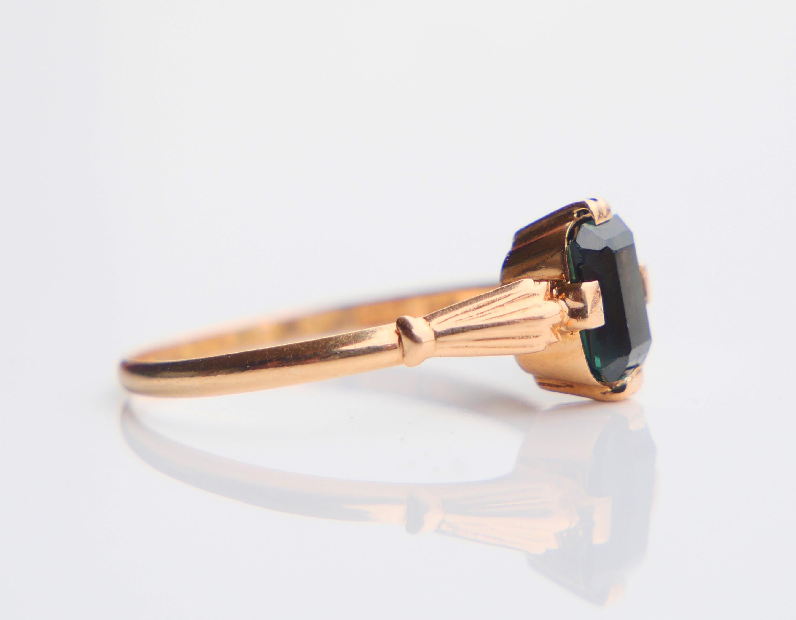 Women's 1948 Ring natural 1.6ct Green Tourmaline solid 18K Gold Ø US7 / 1.6 gr For Sale