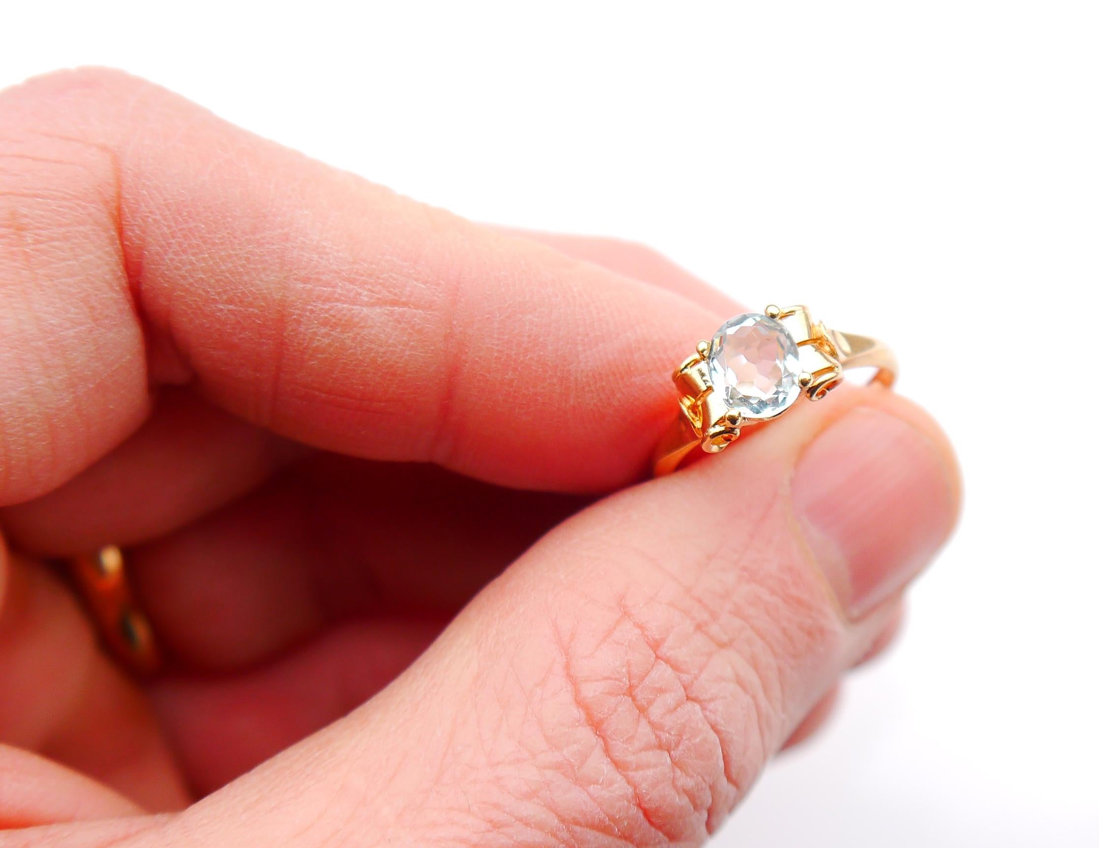 1948 Ring natural 1ct Aquamarine solid 18K Gold Ø7US / 3.1 gr For Sale 10