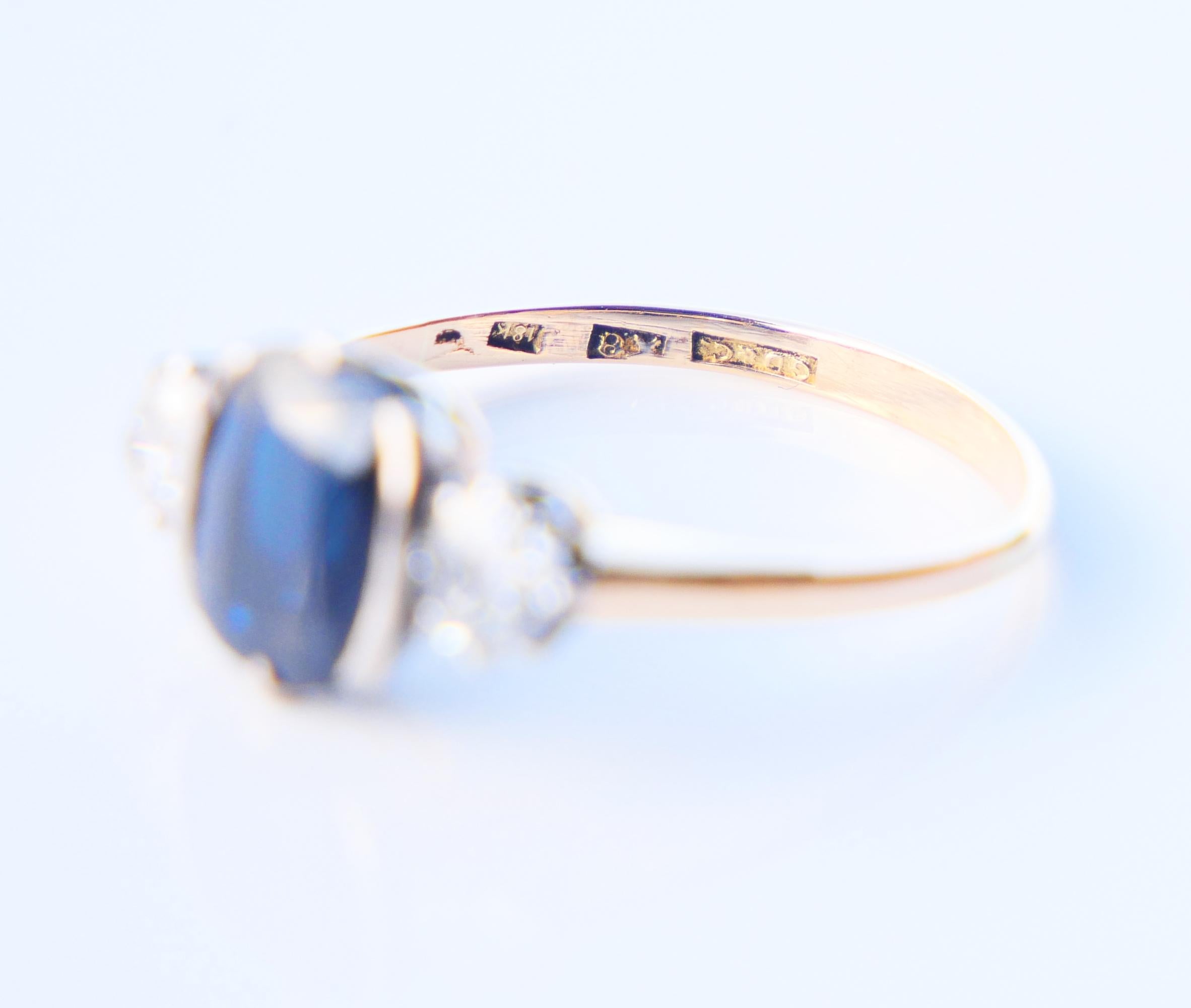 1948 Ring natural 2ct. Sapphire 0.6 ctw Diamonds 18K Gold Platinum ØUS7.25/2.7gr For Sale 7