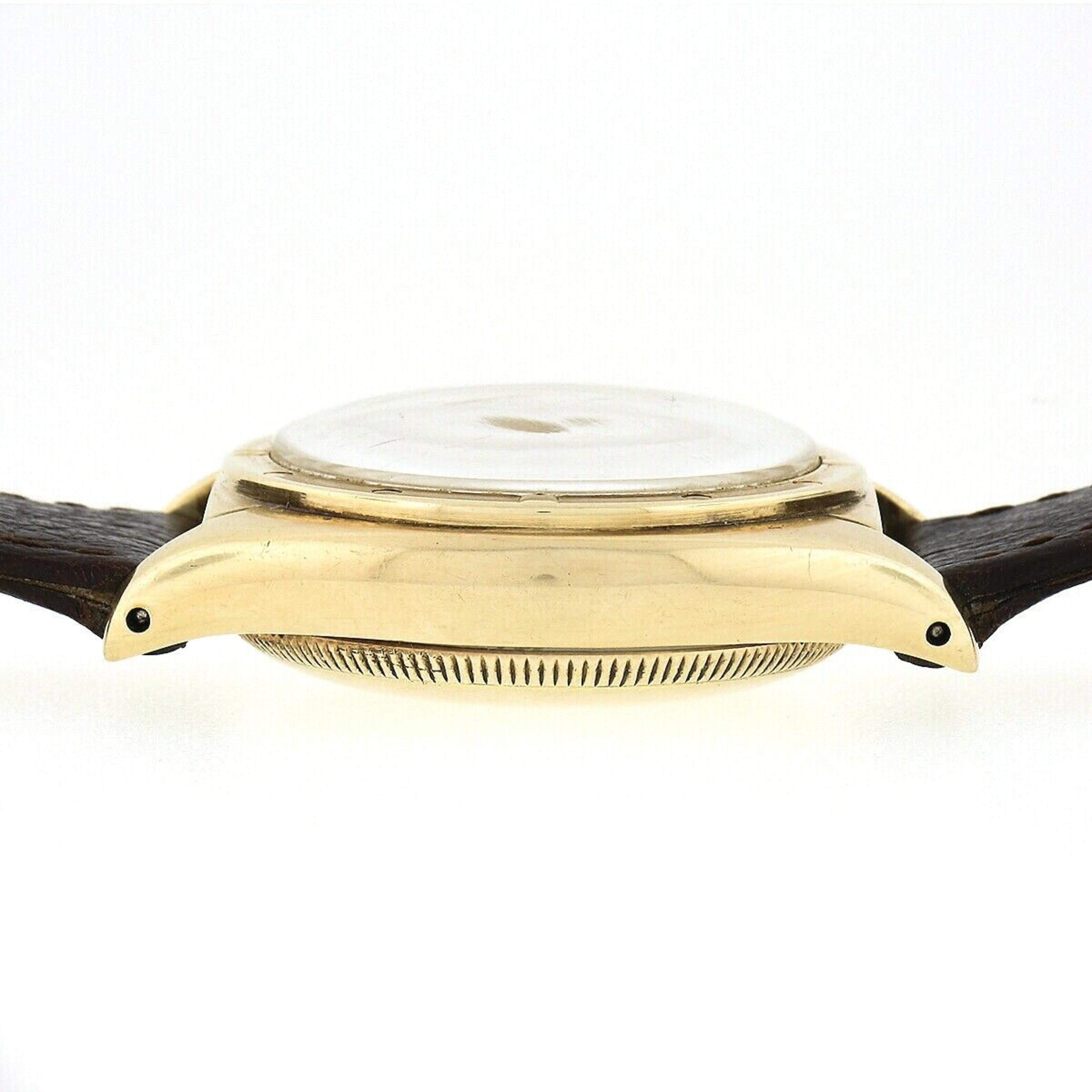 1948 Rolex 14k Gold Oyster Perpetual Bubble Back Mid Size Wrist Watch 5015 In Good Condition In Montclair, NJ