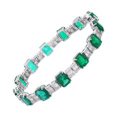 19,48 TCW sambischer Smaragd Edelstein SI/H Diamant Tennis Armband 14K Weißgold