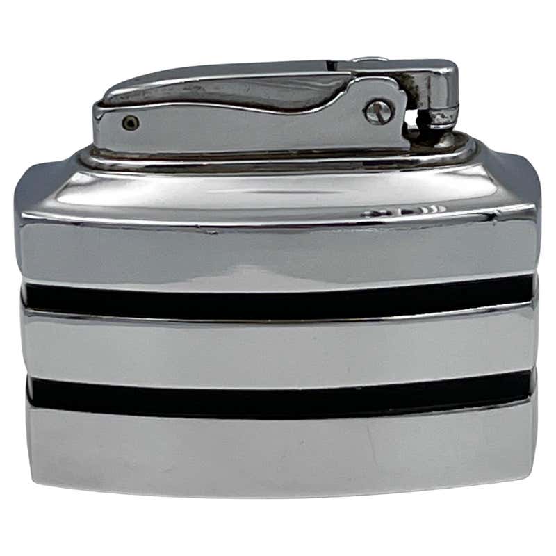 Ronson England 1929 Deco RonDeLight Steel Table Lighter Black and Cream ...