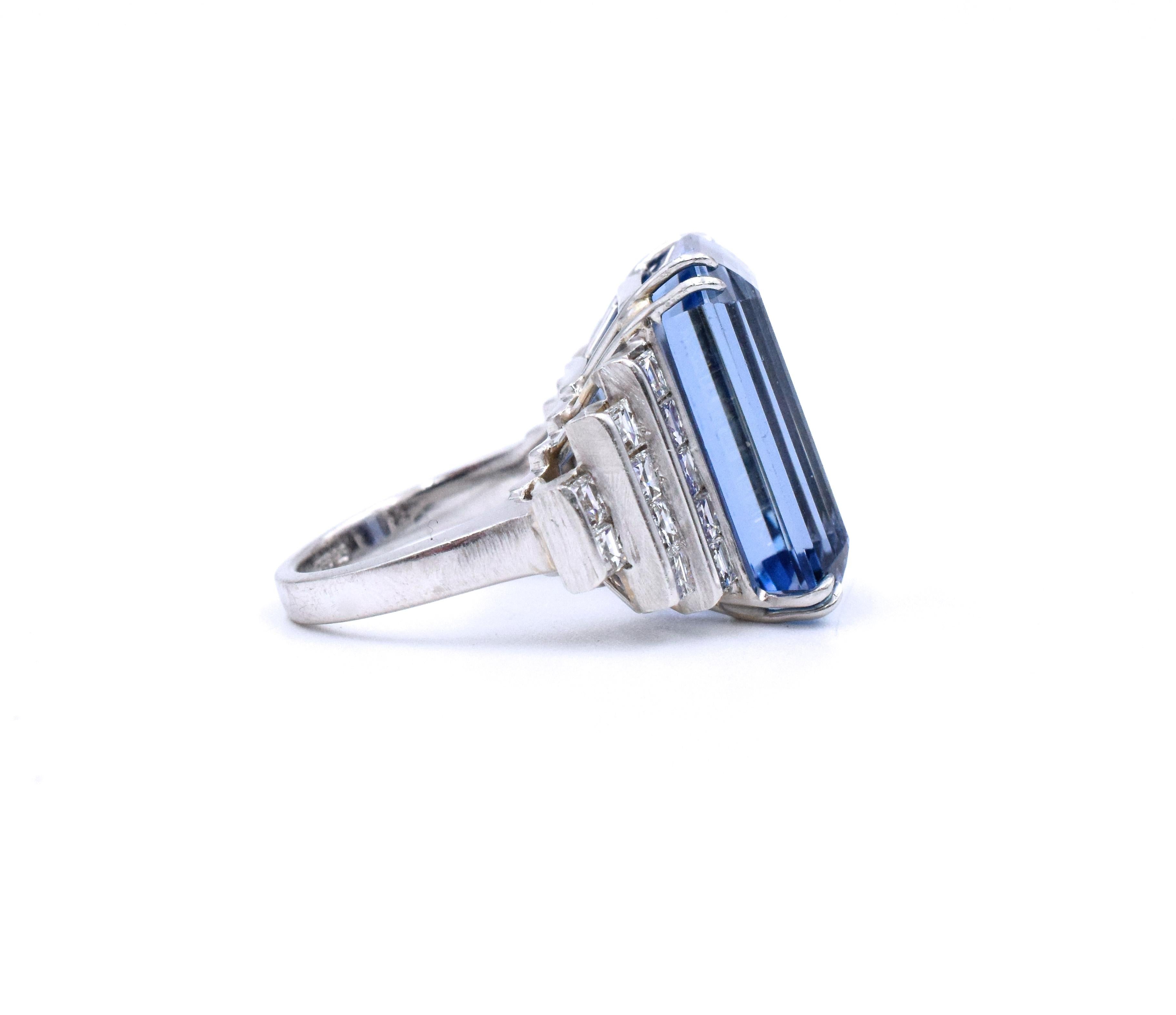NALLY 19.49 carat Aquamarine Diamond Platinum Ring In Excellent Condition In New York, NY