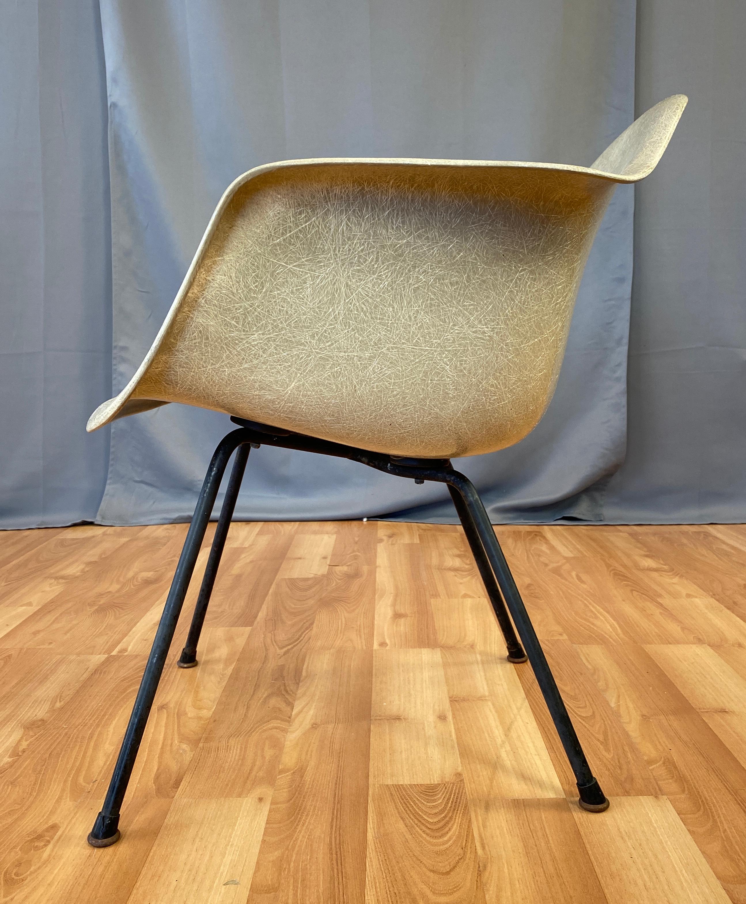 Mid-Century moderno 1949 Charles Eames Poltrona a conchiglia in fibra di vetro con bordo a corda per Herman Miller