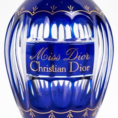 1949 Christian Dior Perfume Bottle Miss Dior in Clear & Blue Crystal Gold Enamel