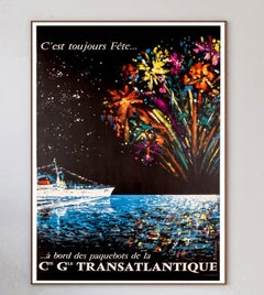 1949 Cie Gle Transatlantique Cartel Vintage Original