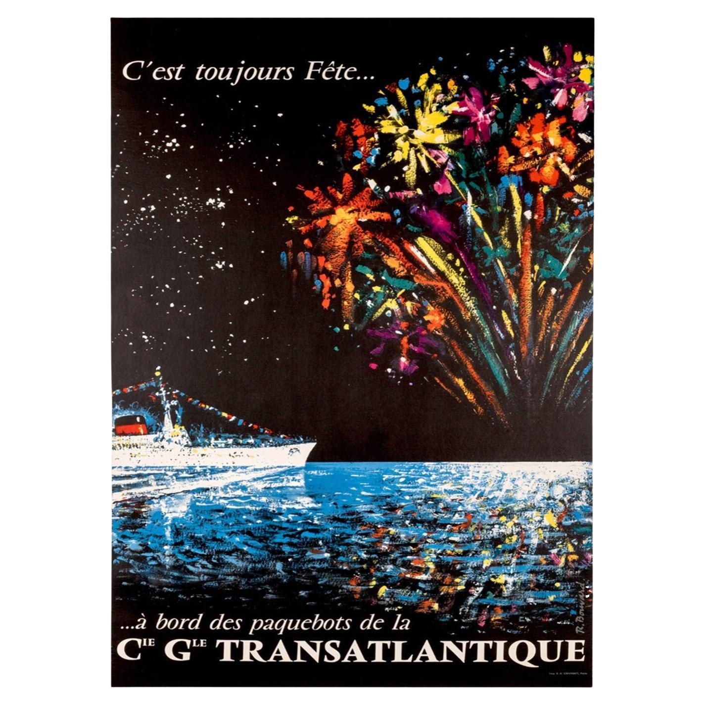 1949 Cie Gle Transatlantique Original Vintage Poster