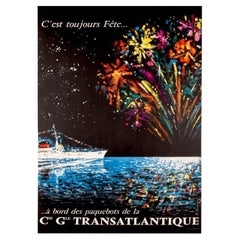 1949 Cie Gle Transatlantique Original Vintage Poster