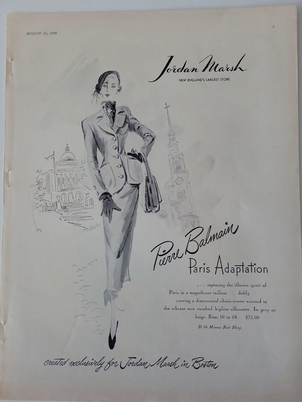 1949 Documented Pierre Balmain Haute Couture Grey Bar Jacket Suit For Sale 4